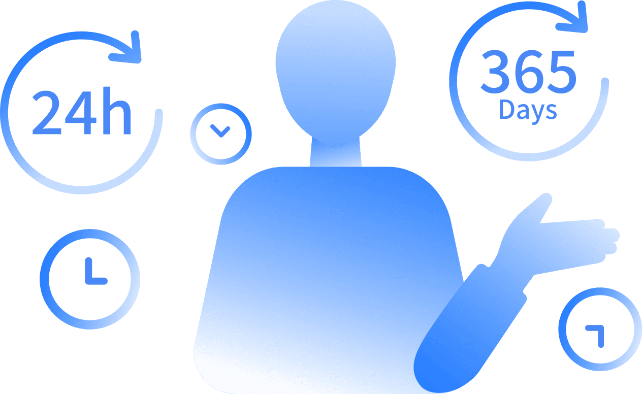 24時間と365日のメーターを表すアイコン